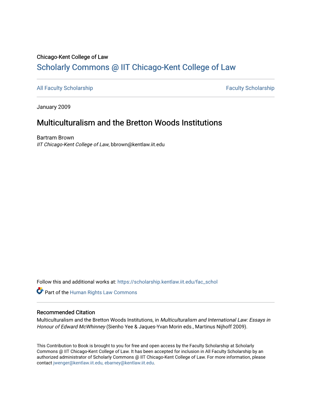 Multiculturalism and the Bretton Woods Institutions