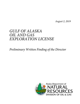 Gulf of Alaska Oil and Gas Exploration License