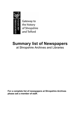 Newspaper Summary List