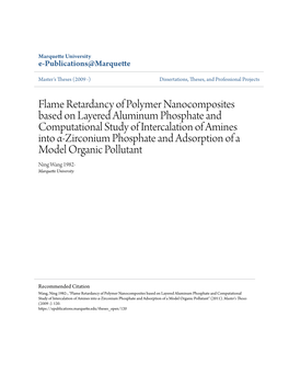 Flame Retardancy of Polymer Nanocomposites Based on Layered Aluminum Phosphate and Computational Study of Intercalation of Amine