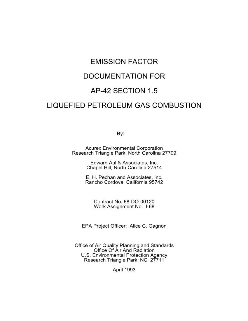 Emission Factor Documentation for Ap-42 Section 1.5 Liquefied Petroleum Gas Combustion