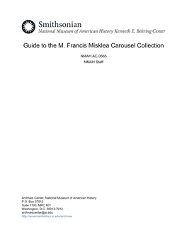 Guide to the M. Francis Misklea Carousel Collection