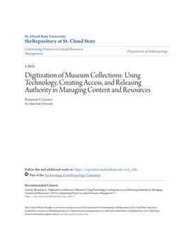 Digitization of Museum Collections: Using Technology, Creating Access, and Releasing Authority in Managing Content and Resources Benjamin S