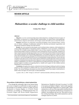 Malnutrition: a Secular Challenge to Child Nutrition