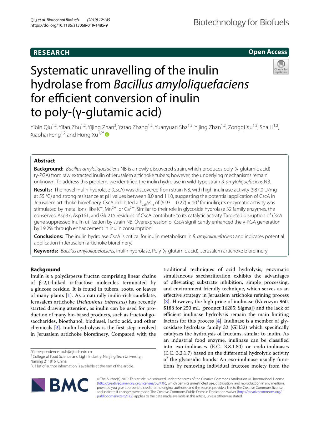Systematic Unravelling of the Inulin Hydrolase from Bacillus