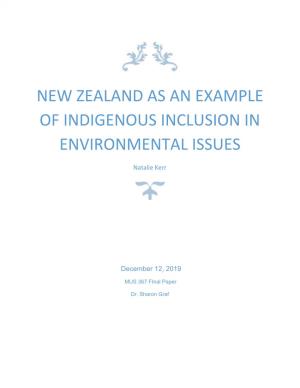 New Zealand As an Example of Indigenous Inclusion in Environmental Issues