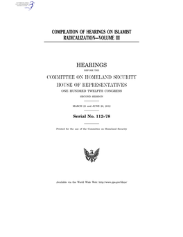 Compilation of Hearings on Islamist Radicalization—Volume Iii