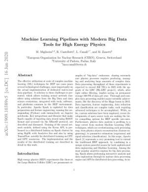 Machine Learning Pipelines with Modern Big Data Tools for High Energy Physics