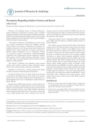 Perceptions Regarding Auditory System and Speech