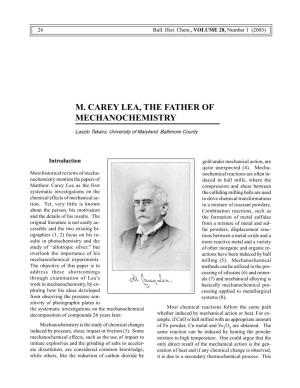 M. Carey Lea, the Father of Mechanochemistry