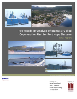 Pre-Feasibility Analysis of Biomass Fuelled Cogeneration Unit for Port Hope Simpson Final Report