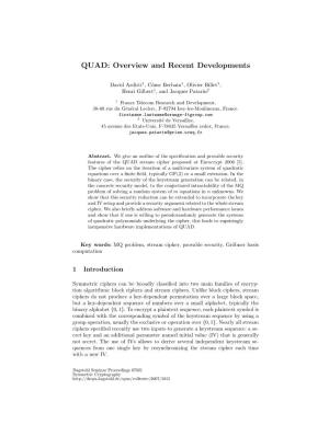 QUAD: Overview and Recent Developments
