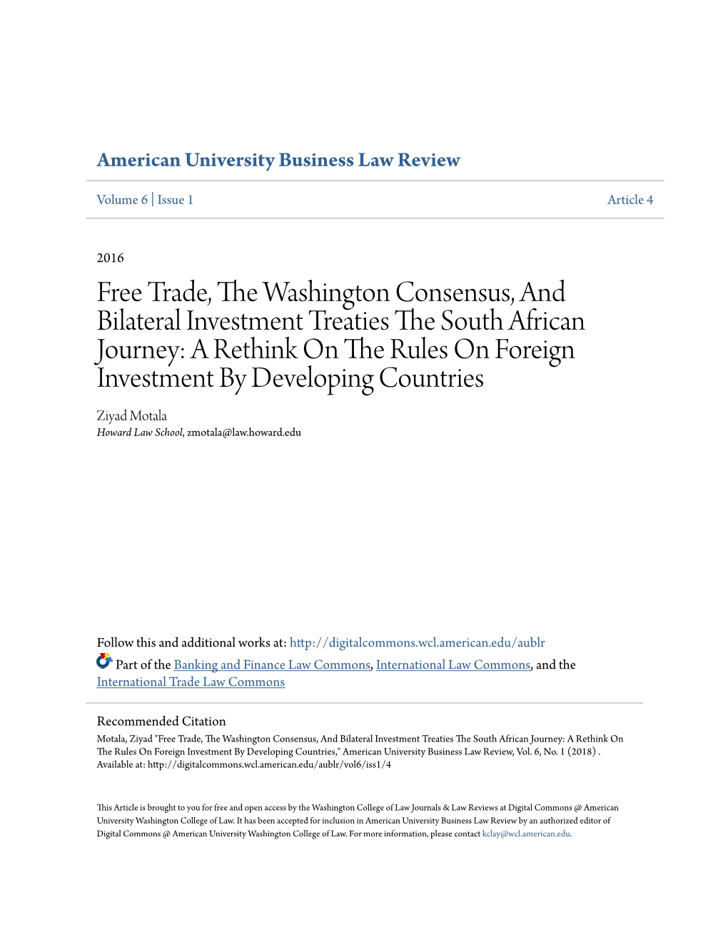 Free Trade, the Washington Consensus, and Bilateral