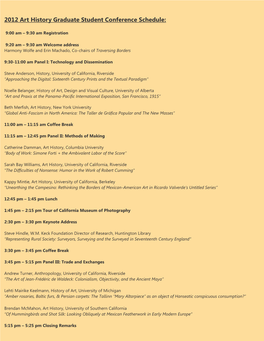 2012 Art History Graduate Student Conference Schedule