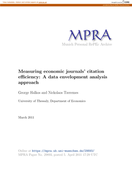 Measuring Economic Journals' Citation Efficiency