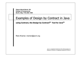 Examples of Design by Contract in Java Using Contract, the Design by Contracttm Tool for Javatm