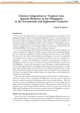 Spanish Medicine in the Philippines in the Seventeenth and Eighteenth Centuries