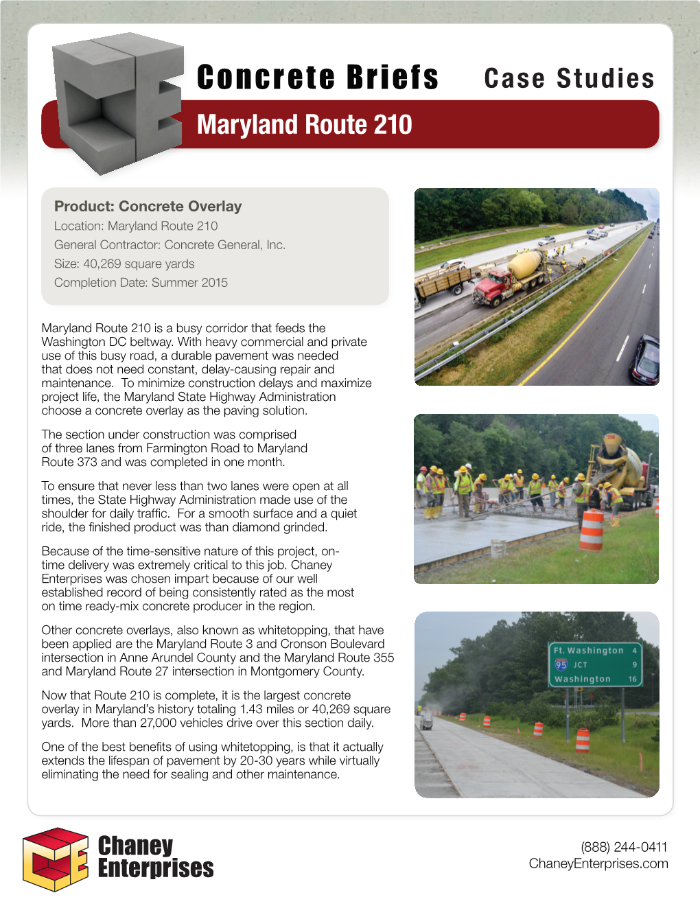 Concrete Briefs Case Studies Maryland Route 210