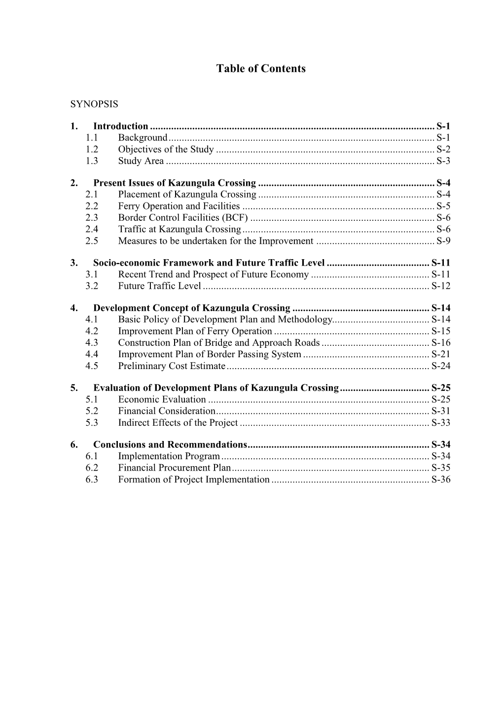 Table of Contents