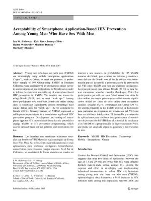 Acceptability of Smartphone Application-Based HIV Prevention Among Young Men Who Have Sex with Men