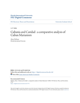 A Comparative Analysis of Cuban Marianism Alma Derojas Florida International University
