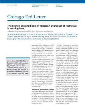 The Branch Banking Boom in Illinois: a Byproduct of Restrictive Branching Laws by Tara Rice, Financial Economist, and Erin Davis, Equity Analyst, Morningstar Inc
