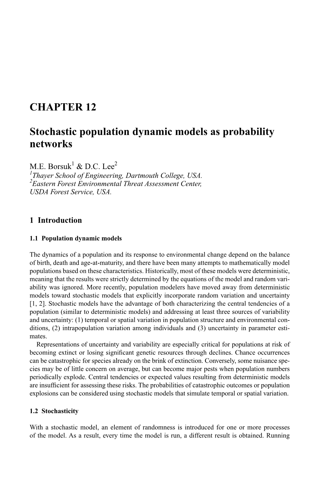 CHAPTER 12 Stochastic Population Dynamic Models As Probability Networks