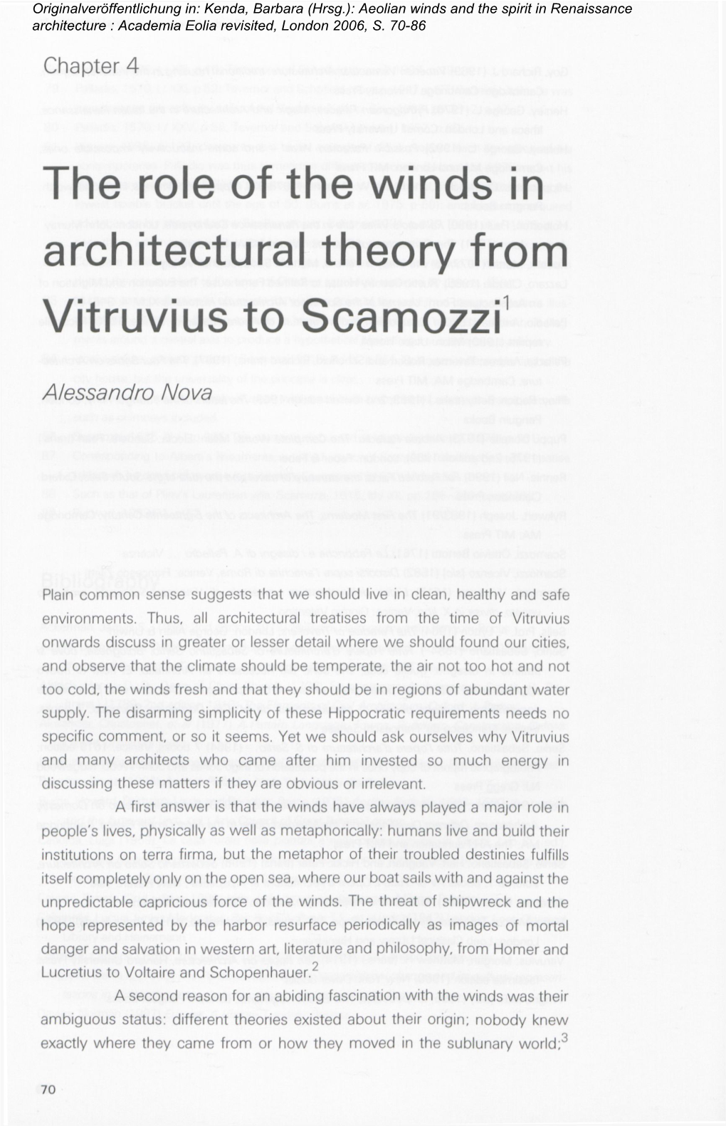 The Role of the Winds in Architectural Theory from Vitruvius to Scamozzi1