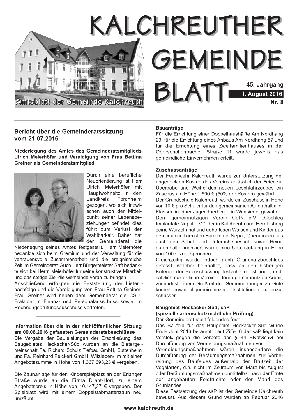 Amtsblatt Der Gemeinde Kalchreuth