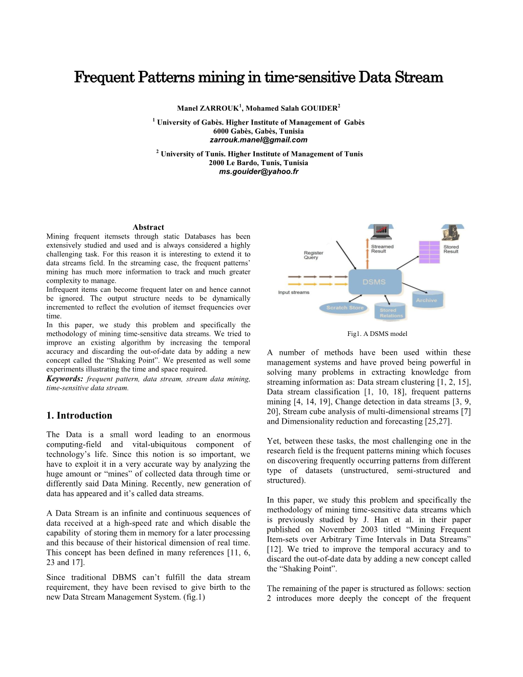 Frequent Patterns Mining in Time-Sensitive Data Stream