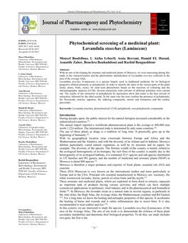 Phytochemical Screening of a Medicinal Plant: Lavandula Stoechas