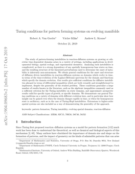 Turing Conditions for Pattern Forming Systems on Evolving Manifolds