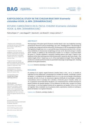 KARYOLOGICAL STUDY in the CHILEAN RHATANY Krameria Cistoidea HOOK