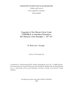 Upgrade of the Monte Carlo Code CORSIKA to Simulate Extensive Air