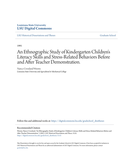 An Ethnographic Study of Kindergarten Children's Literacy Skills and Stress-Related Behaviors Before and After Teacher Demonstration