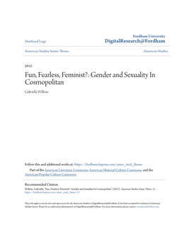 Fun, Fearless, Feminist?: Gender and Sexuality in Cosmopolitan Gabriella Wilkins