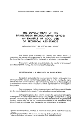 The Development of the Bangladesh Hydrographic Office: an Example of Good Use of Technical Assistance
