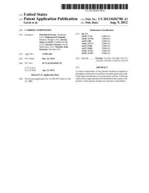 (12) Patent Application Publication (10) Pub. No.: US 2012/0202780 A1 Gavin Et Al