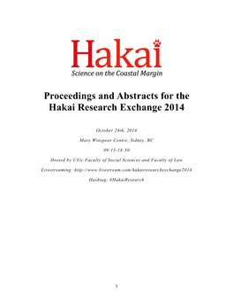 Proceedings and Abstracts for the Hakai Research Exchange 2014