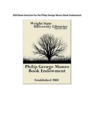 2020 Book Selection for the Philip George Munro Book Endowment