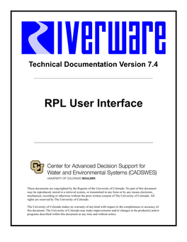 RPL User Interface