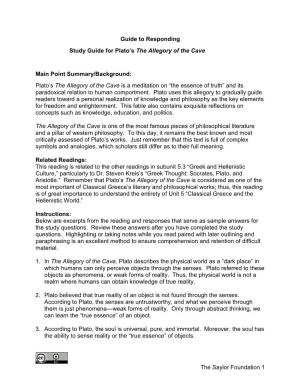 The Saylor Foundation 1 Guide to Responding Study Guide for Plato's