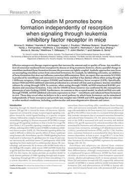 Oncostatin M Promotes Bone Formation Independently of Resorption When Signaling Through Leukemia Inhibitory Factor Receptor in Mice Emma C