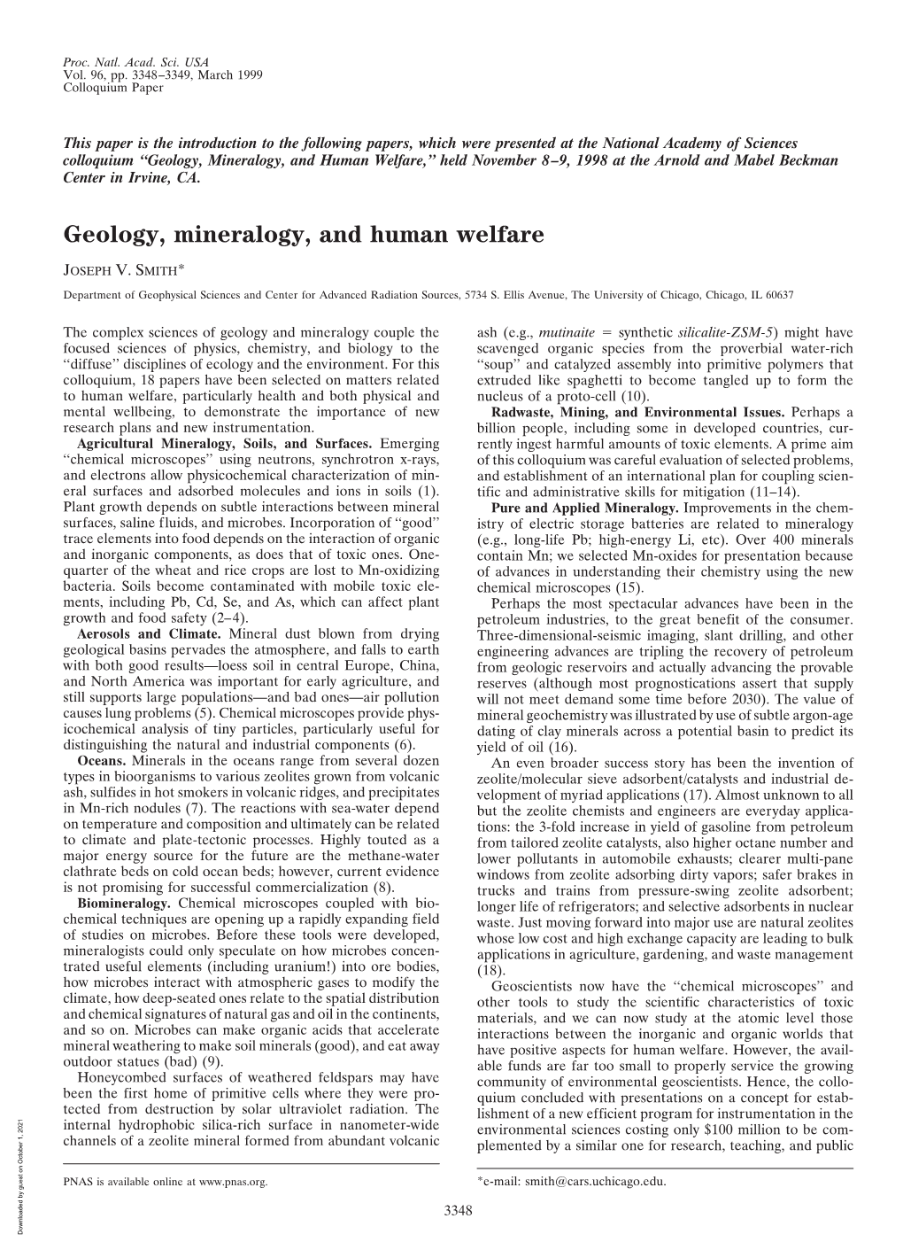 Geology, Mineralogy, and Human Welfare,’’ Held November 8–9, 1998 at the Arnold and Mabel Beckman Center in Irvine, CA