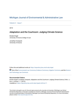 Adaptation and the Courtroom: Judging Climate Science