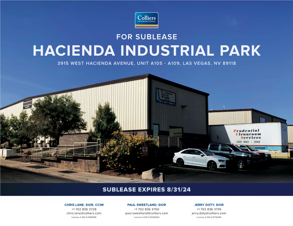 Hacienda Industrial Park 3915 West Hacienda Avenue, Unit A105 - A109, Las Vegas, Nv 89118