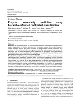 Enzyme Promiscuity Prediction Using Hierarchy-Informed Multi-Label Classification Gian Marco Visani1, Michael C