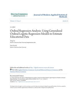 Using Generalized Ordinal Logistic Regression Models to Estimate Educational Data Xing Liu Eastern Connecticut State University, Liux@Easternct.Edu