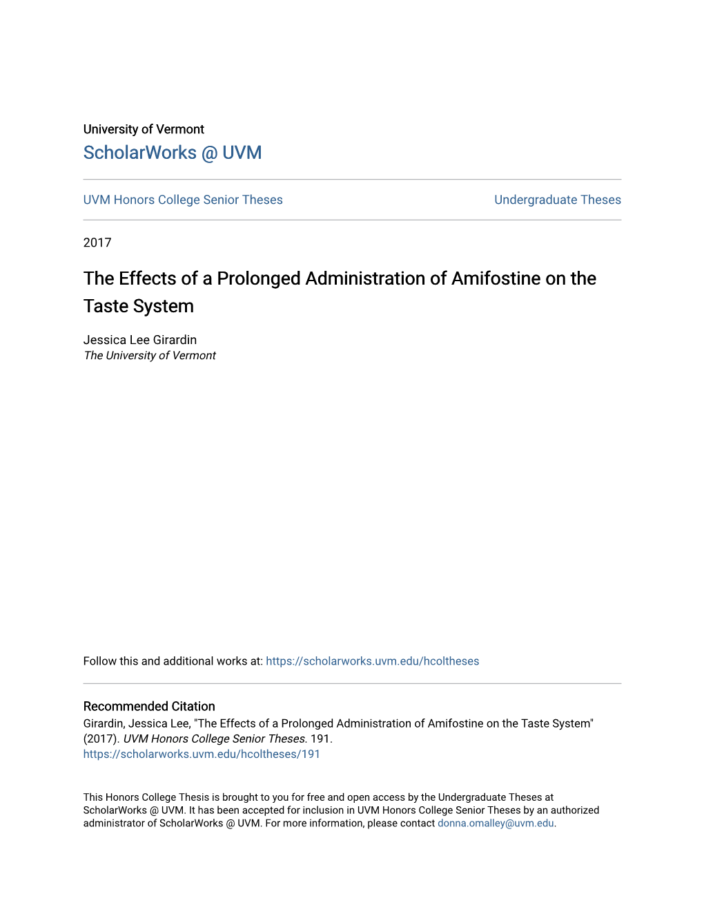 The Effects of a Prolonged Administration of Amifostine on the Taste System