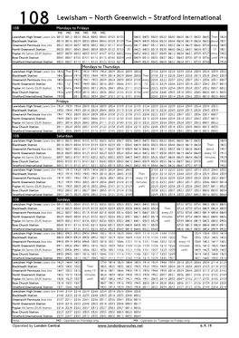 108 Lewisham – North Greenwich – Stratford